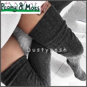 Anthropologie Peony & Moss Marled Thigh High Socks Long Cable Knit Boot Fall New